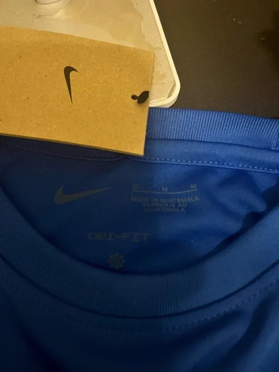 Nike Navy Short Sleeve Performance Tee with White Swoosh - Picture 3 of 3